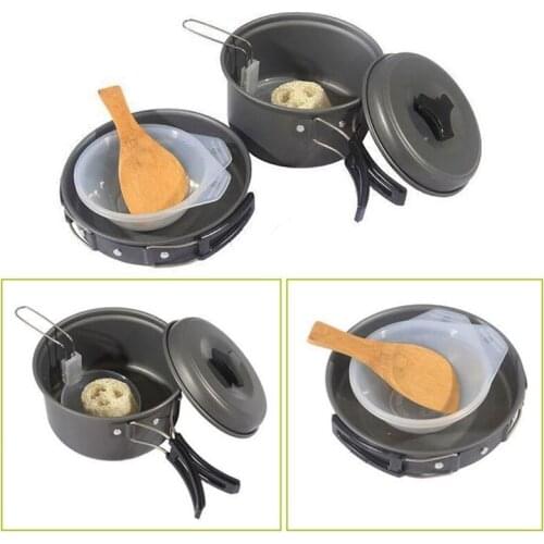 1 Set Outdoor Camping Pots Cookware Kit Portable Combination Outdoor Cooking Picnic Bowl Tableware Pot Frying Pan Cookware Kit