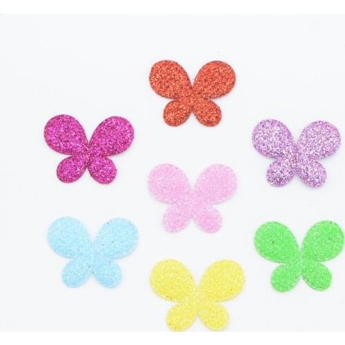 100Pcs 25mm Glitter Nonwoven Fabric Patches Butterfly Felt Applique for Crafts Clothes DIY Book Stickers Decor Accessories G90