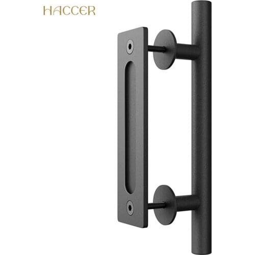 12in Carbon/Stainless Steel Pull Handle Barn Door Flush Pull Set Handle Heavy Duty Wood Door Interior Door Hardware for Russia
