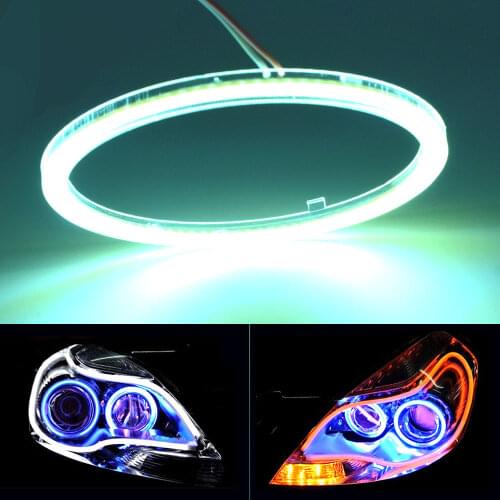 2PCS Cold White Car Angel Eye COB Light Circle Halo Ring Headlight Lamp 12V Auto DRL Decoration Fog Lights Bulb 60MM-120MM 6000K