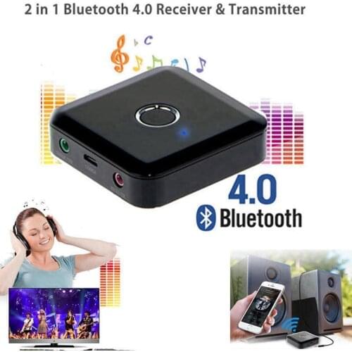 2 in 1 Bluetooth 4.0 Receiver and Transmitter 3.5mm Wireless Bluetooth Audio Music Adapter Connecting 2 Speakers & Earphones