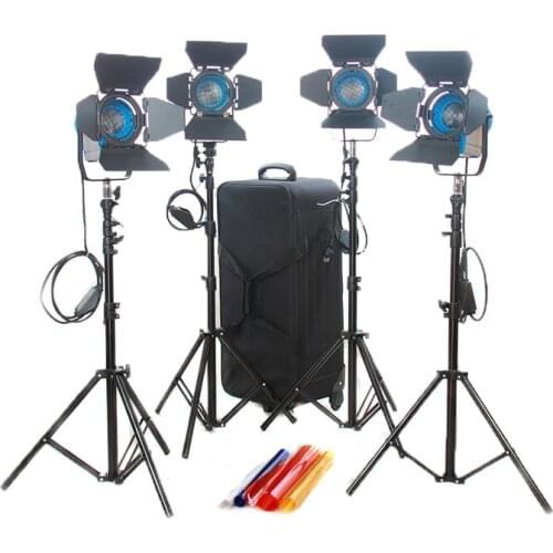 4 pcs Dimmer+ 4pcs 300W Fresnel Light Tungsten Video Continuous Lighting Spotlight