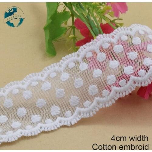 5yards 4cm wide Cotton embroid lace sewing ribbon guipure trims or fabric warp knitting DIY dolls Accessories wedding lace#3883