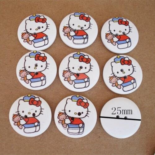 50pcs New 25mm KT Design 2 Holes Wooden Buttons Sewing Buttons Craft Scrapbooking Clothing Accessories K-22