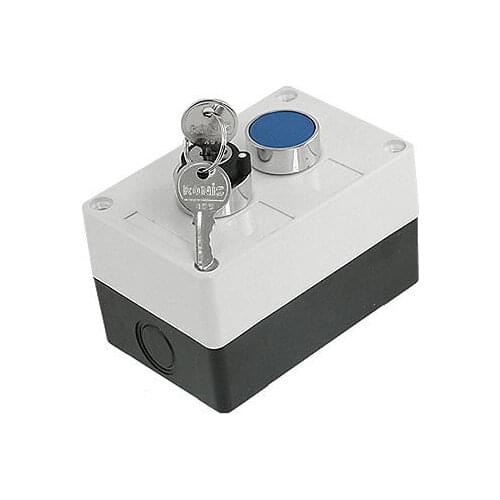 AC 400V 10A 2 Positions Rotary Keylock Blue Round Cap NO Push Button Switch