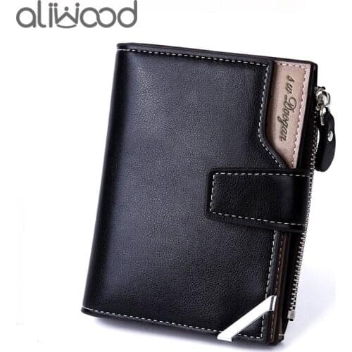 Aliwood Brand Men Wallet Leather Short Hasp 3 Fold Fashion Men Wallets Purse Male Clutch Card Holder Mens Money bag Men Coin bag