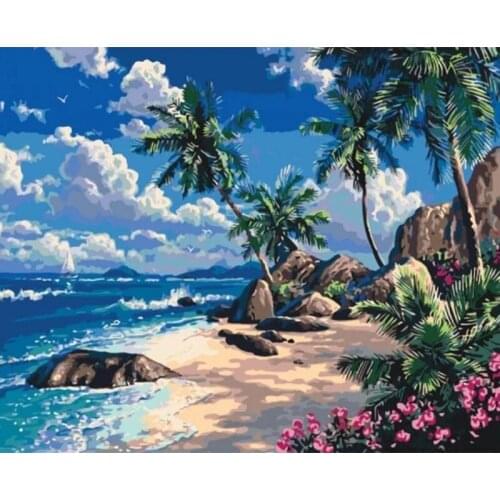Diamond Embroidery Seascape Picture By Rhinestones Diamond Painting Landscape Full Square Drill Diamond Mosaic Home Decoration