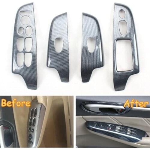 Car Styling Interior Armrest Window Lift Switch Button Panel Cover Trim Bezel For Honda Civic 8th Gen 2006-2011 RHD ABS