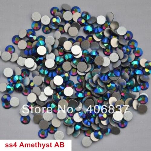 Free Shipping! 1440pcs/Lot, ss4 (1.5-1.7mm) Amethyst AB Flat Back Nail Art Glue On Non Hotfix Rhinestones