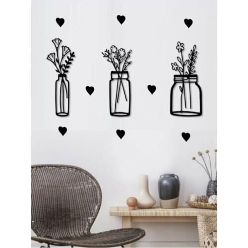 Wooden Flower Pot 3 Decorative Painting Wall Stickers For Kitchen Livingroom Sticker Mural Art Free Shipping Fast Delivery