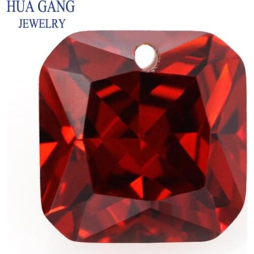 Garnet Loose CZ Stones Beads Gem With Hole AAAAA Square Shape Cubic Zirconia Stone For Jewerly Making 4x4~12x12 High Quality
