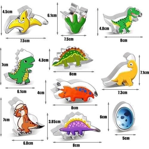 DIY Handmade Cookie Cutters Mold Sets Biscuit Press Stamp Embosser Ice-cream Cat Dinosaur Biscuit Stainless Steel Baking Tools