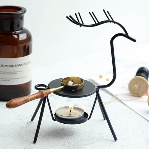 Sealing Wax Bead Warmer Melting Deer Shaped Stamp Wax Furnace Stove Pot Sticks Warmer Melting Wax Sealing Decorative Craft Gifts