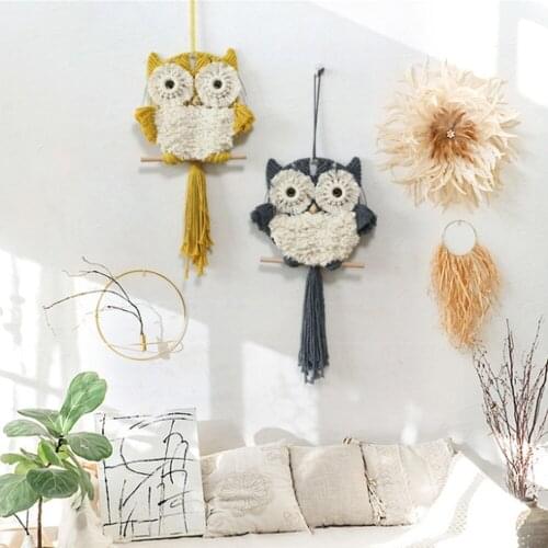 Hand-woven To Increase Cute Owl Tassel Tapestry Living Room Children Bedroom Layout Nordic Home Decoration Wall Hanging Cloth
