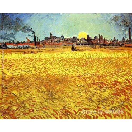 Artwork by Vincent Van Gogh Summer Evening Wheatfield with Setting sun Oil painting canvas reproduction High quality Handpainted
