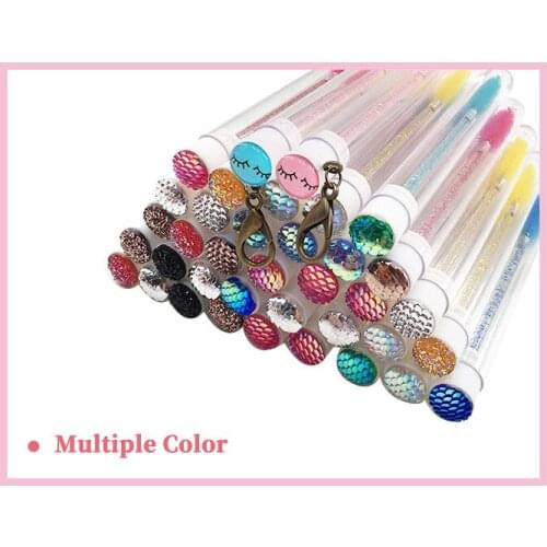 20pcs/lot Eyelash Brush With A Cap Colorful Applicator Makeup Tool Eyelash Brush Tube Mascara Wands With Lashes On Caps Lash Wan