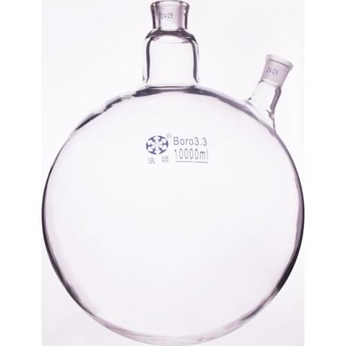 Two-necked flask oblique shape,with two necks standard ground mouth,Capacity 10000ml,Middle joint 24/29 and lateral joint 24/29