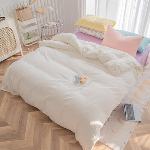 Pure White Bedding Set Solid Color Duvet Cover Sets Bed Sheet Pillowcases Modern Girls Bedclothes Twin Full Queen Size 3/4PCS