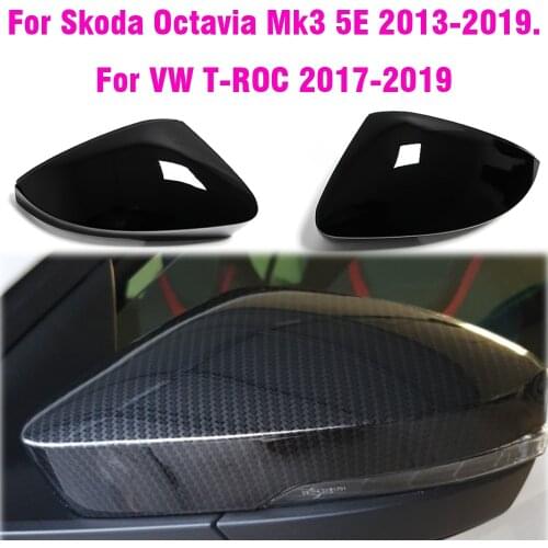 Side Wing Mirror Caps Cover For Skoda Octavia Mk3 A7 5E Replacement 2014 2015 2016 2017 2018 2019 For VW T-ROC 2017-2019