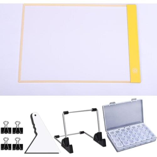 Yellow A4 lamp pad, for diamond kit with bracket and fixing clip, diamond paint tool with detachable bracket and adjustable clip