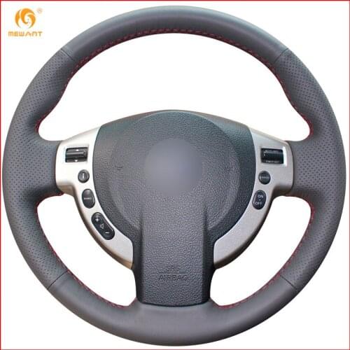 MEWANT Black Artificial Leather Car Steering Wheel Cover for Nissan QASHQAI X-Trail NV200 Rogue Interior Accessories Parts