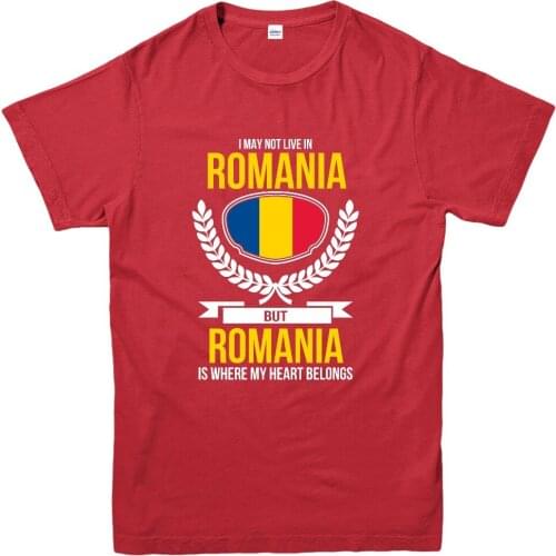 Romania T-Shirt, My Heart Belongs To Romania Country Love Tee Top 2018 MenS Fashion Cartoon Character Fitness T-Shirts