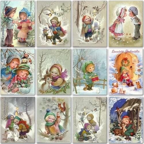 5D DIY Diamond Painting Kit Christmas Cartoon Girl snowman Full Square&Round Diamond mosaic Diamond embroidery Cross stitch art