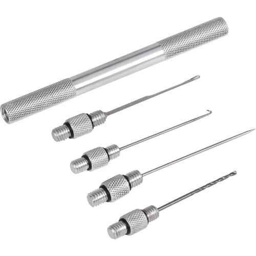 5-in-1 Carp Fishing Rigging Bait Needle Kit Tool Set Bait Boilie Drill Stringer Needle with Nonslip Aluminum Alloy Handle