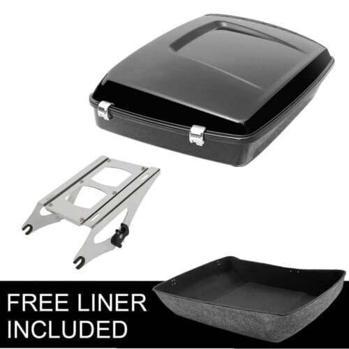 Motorcycle 10.7'' Chopped Trunk Pack & Mounting Rack For Harley Touring Tour Pak 2014-2020