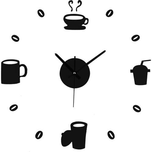 2019 New Hot DIY Wall Clock Coffee Cup Shape Mirror Effect Clock Decorative Kitchen Clocks Stickers Living Room Horloge Murale