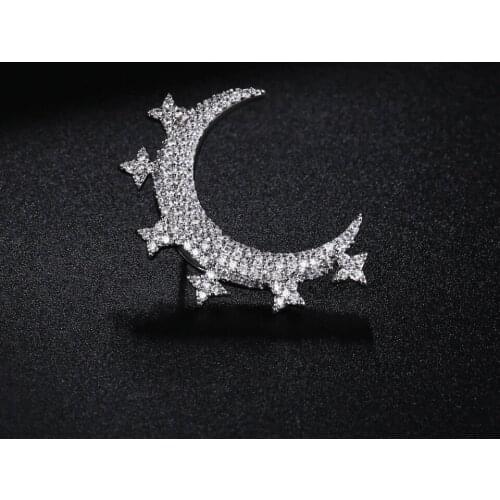UMGODLY New Arrival 1PC Luxury Brand Moon Star Stud Earrings Cubic Zirconia Earring Elegant Women Wedding Party Jewelry Gift
