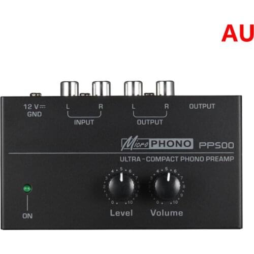 PP500 Phono Preamp Preamplifier with Level Volume Controls RCA Input Output 1/4" TRS Interfaces for LP Vinyl Turntable