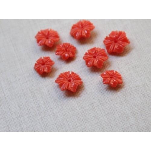 20 pieces/lot) Carved Six leaf Artificial coral beads 8 10 12mm Orange color for Jewelry making