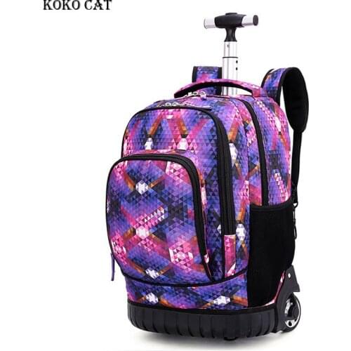 KOKO CAT 18 inch kids Student School bag Wheeled backpack Children School Rolling bookbags Trolley backpacks bags for teenagers