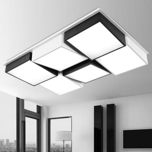 Modern Simple Led Acrylic ceiling lights Geometry rectangle White/Black Color for living room bedroom home Light Fixture