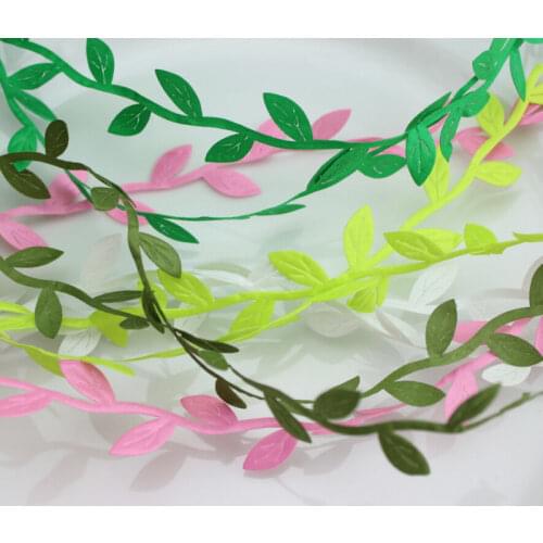 U PICK COLOR 3mm Satin Ribbon Leaves Creeper Ribbon Lace Trims 50 Yards Garlands Vines for Bridal Decor