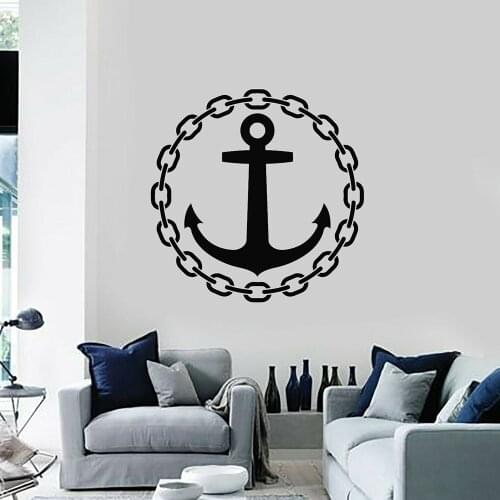 Wheel Anchor Vinyl Wall Decal Sea Ocean Wall Sticker Nursery Children Room Marine Sailor Home Decor Living Room Art Murals C929