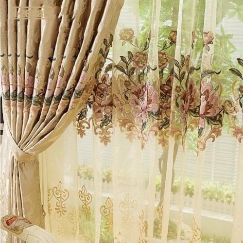 European Style Jacquard Curtains for Living Room and Bedroom Garden Curtains Semi-shading Translucidus (Shading Rate 41%-85%)