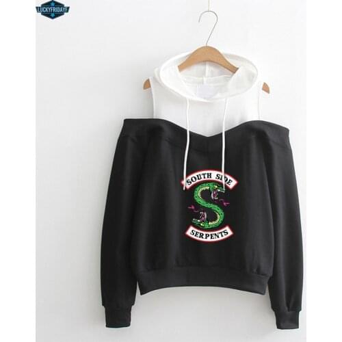 New Fashion RIVERDALE Dew Shoulder Hoodie Sweatshirt 2019 South Side Serpents Hoodies Women Southside Riverdale Clothes XS-2XL