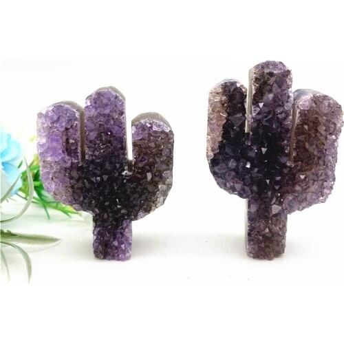 1pc Natural Amethyst Cluster Cactus Purple Quartz Crystal Cluster Cactus Mineral Specimen Decor Natural Stones and Crystals