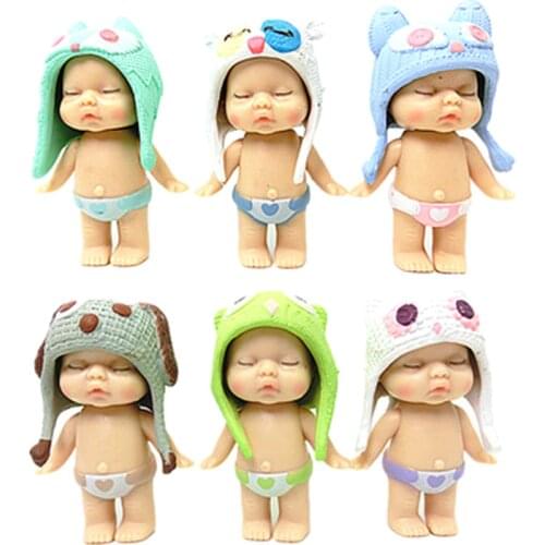 1 stks random supply sleep lovely baby dolls action figures kids pvc model Ornamental toys for Children gift Creative dolls