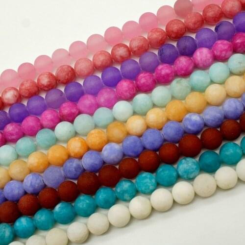 10mm Frost Matte Round Beads Ball Jades Stone Beads For DIY Necklace Bracelat Earring Jewelry Making 15" Free Shipping Wholesale