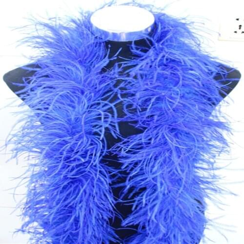 2 Meters 6 Layer Sapphire Natural Ostrich Feathers Boa Quality Fluffy Costumes / Trim For Party / Costume / Shawl / Available