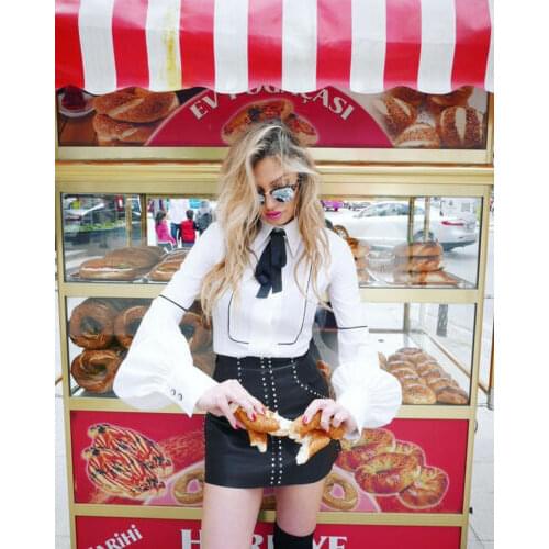 2019 Fashion Womens Casual Shirt Spring office Tops Long Sleeve Cotton Blouse Shirt Cotton Ruffles Boudycon Outwear Clothes