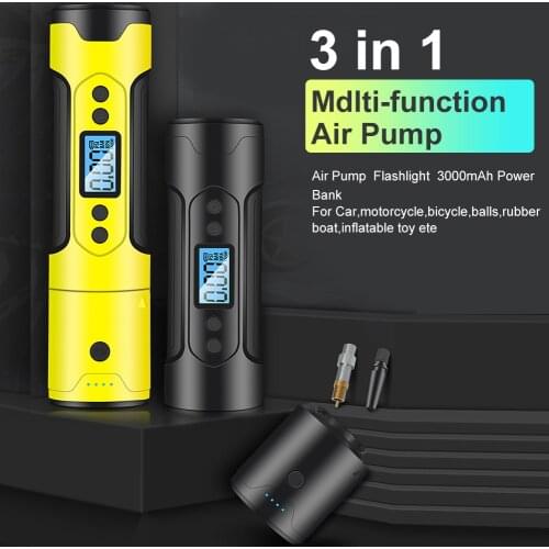 3000mAh 35L/Min Portable Air Compressor 12V 150 PSI Tire Inflator For Car Motor Bicycle Tire Pump With Digital Gauge LED Light