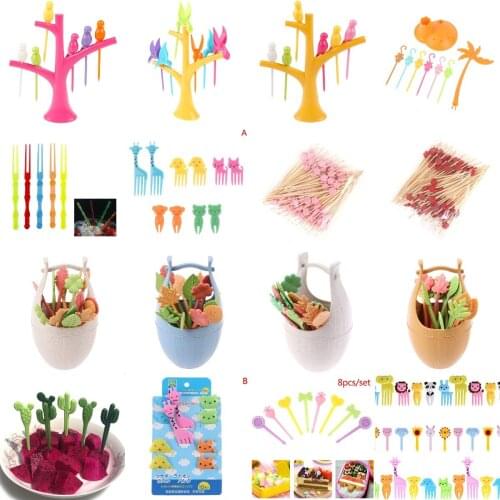 6-100pcs Cartoon Children Mini Animal Farm Fruit Fork Snack Cake Dessert Food Fruit Pick Toothpick Bento Lunches Party Decor