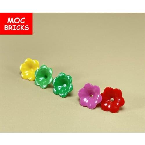 8pcs/lot MOC Plant Flower petunia 6 Rounded Petals and Pin fit with 93081d Educational Building Blocks gift