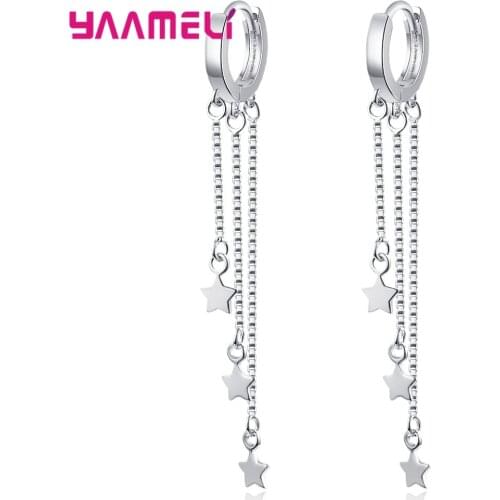 925 Sterling Silver Women Female Earrings Shining Rhinestone Austrian Crystal Drop Dangle Pendientes Jewelry Korea New Fashion