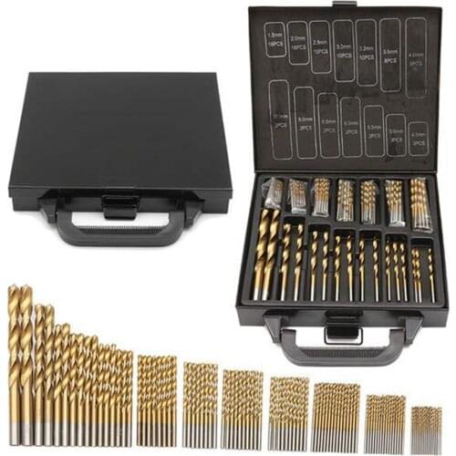 99pc 1.5mm-10mm HSS Twist Drill Bits Set Titanium Coated High Speed Steel Woodworking Drill Bit Set For Metal Wood Drill Tools