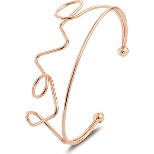 Handmade Word "lOVE" Double Metallic Bands Opening Golden Silver Plated Bracelets & Bangles for Women